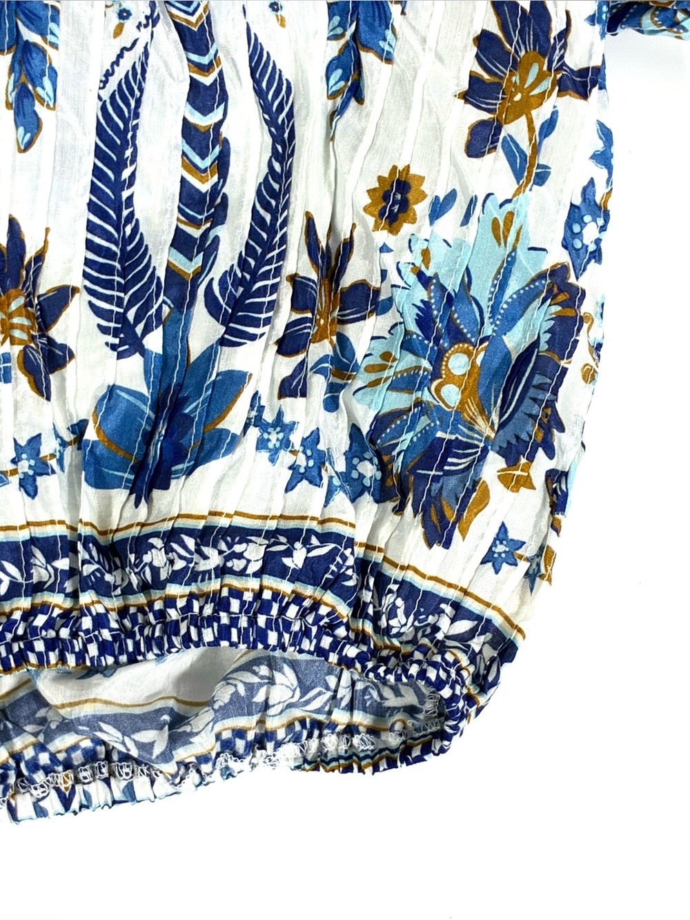 *SOLD* Farm Rio Ana Tapestry Cotton Blend Ruffle Top Blouse Small NWT Blue - Picture 11 of 15